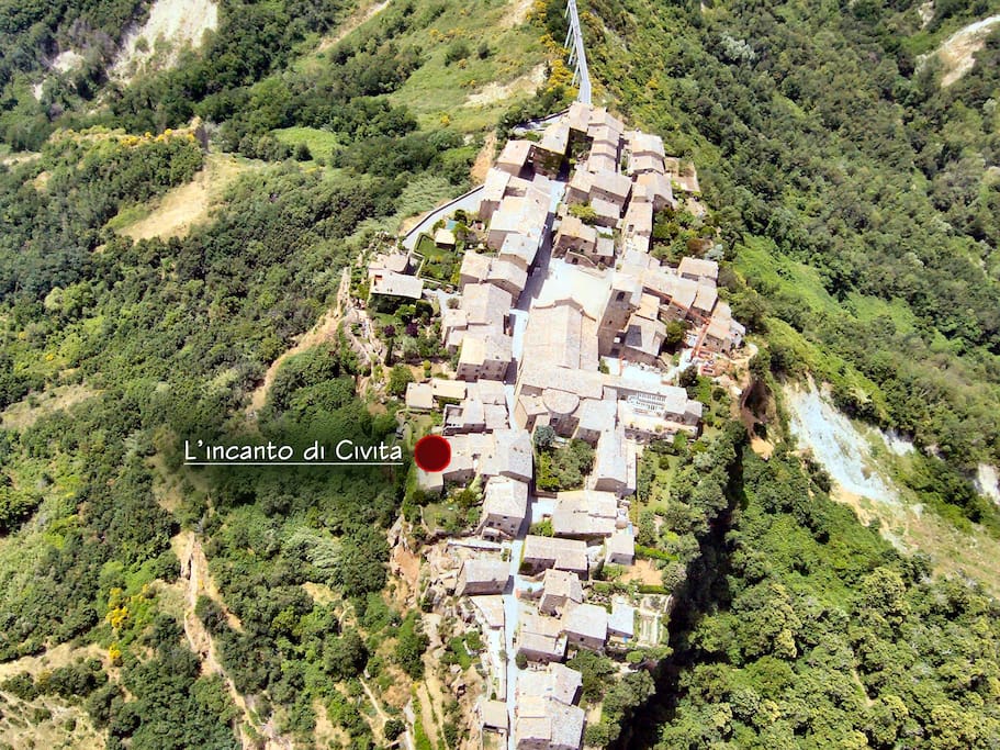 Posizione della casa all'interno del Borgo di Civita.
Position of the house inside Civita di Bagnoregio.