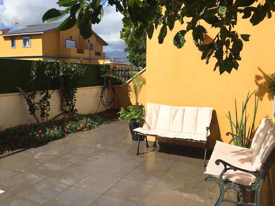 sitting area in front of the house