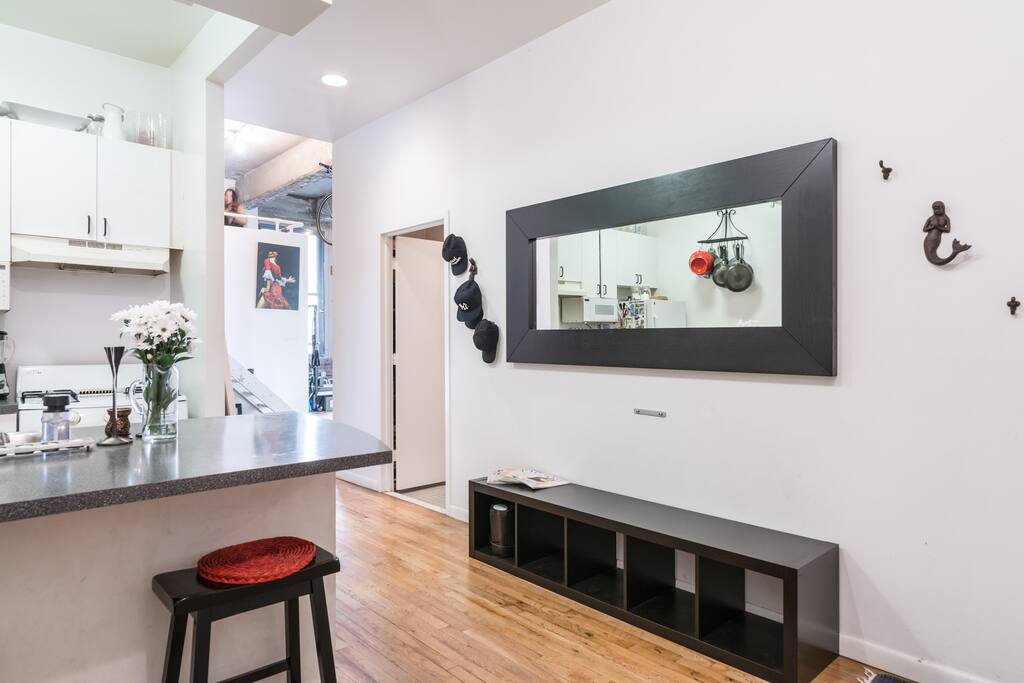 View to loft from Kitchen.