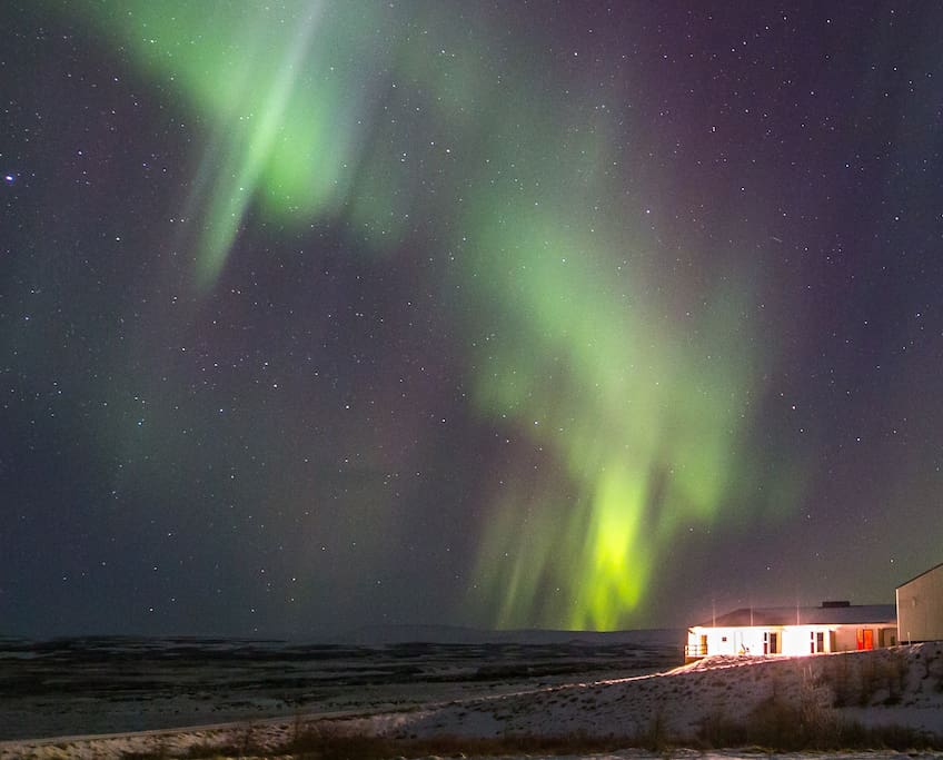 The northern lights in Skogar
