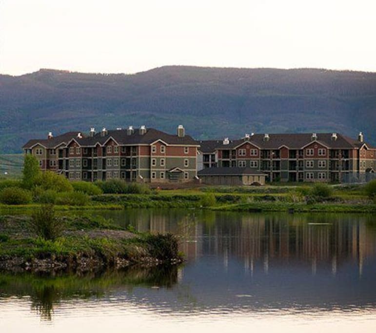 View of Condo from nearby Pond