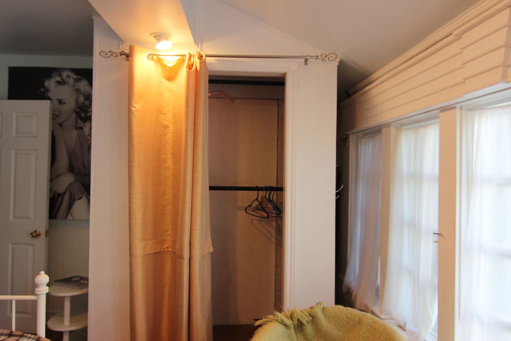 Deep closet space with shoe shelves