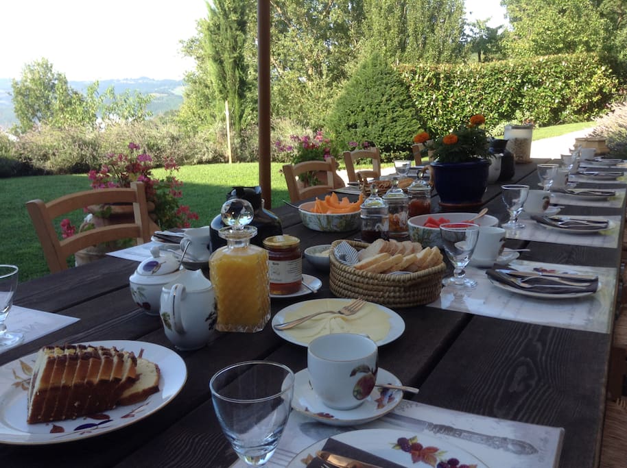 Breakfast served on the terrace