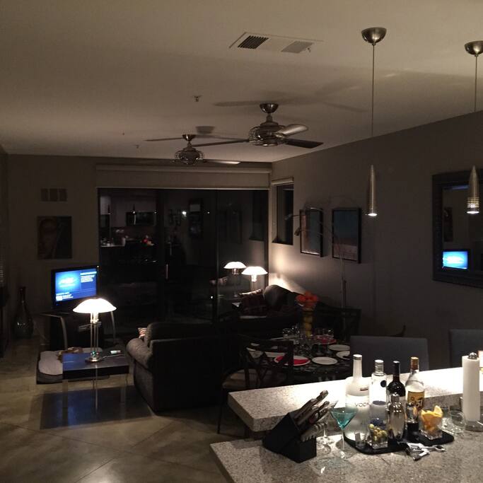Great open living area for evening gatherings, and access to private courtyard.