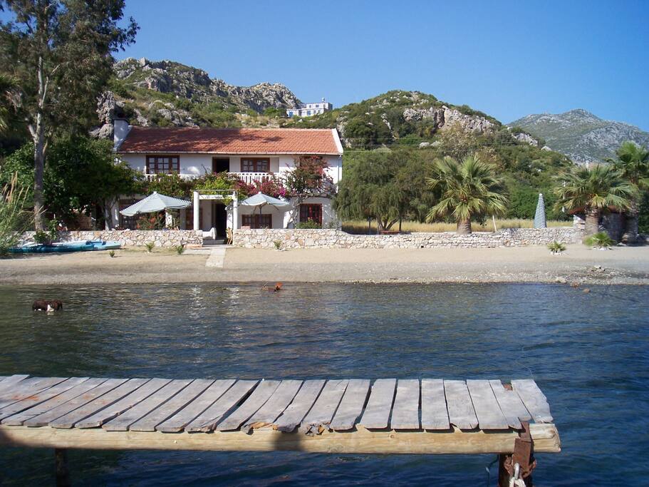 The villa from outside the jetty