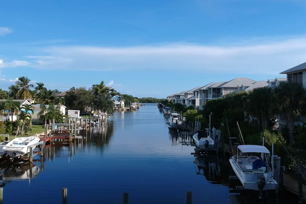 Aerial view looking down our canal Towards the Gulf and 10,000 Islands.