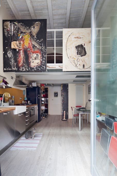 Kitchen, part of the mezzanine and... the cat :)
