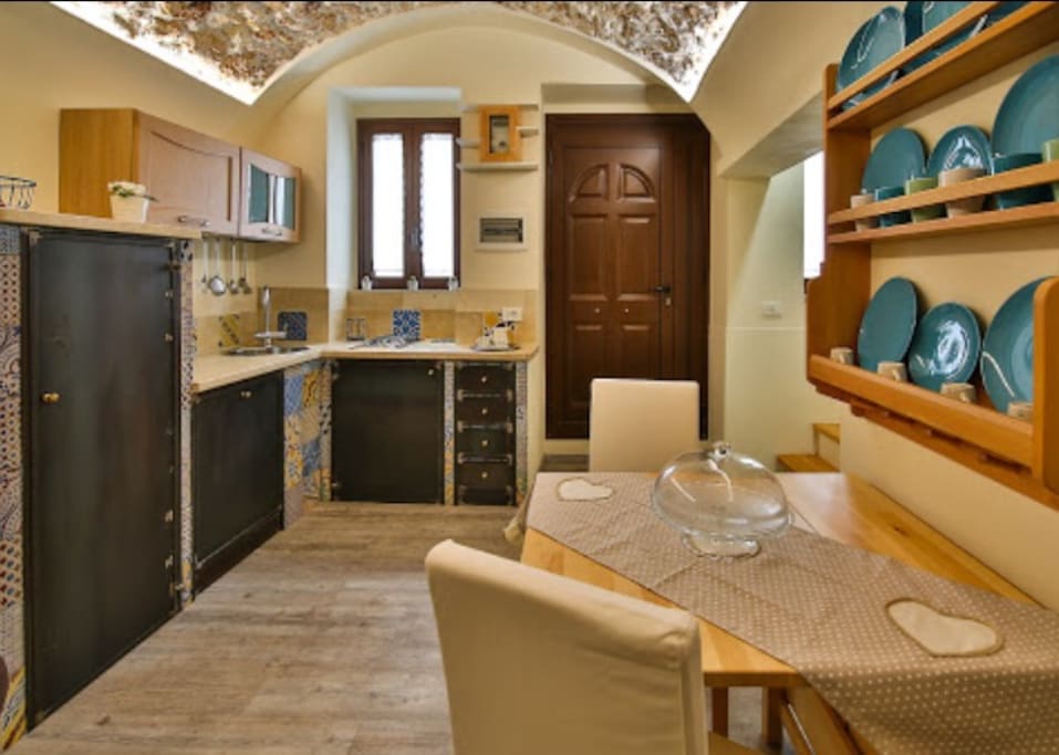 From this point of view, you can see the kitchen