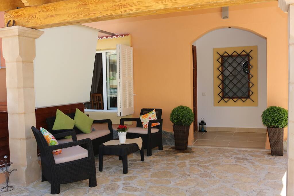 Chill out area in the covered terrace.