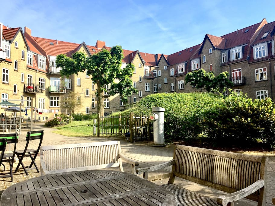 Lots of sunny seats in the courtyard!