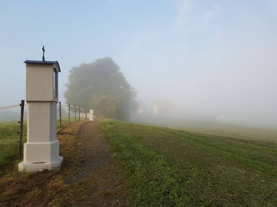 Spaziergang über
den Stationenweg zu der herrlich gelegenen Lourdesgrotte.