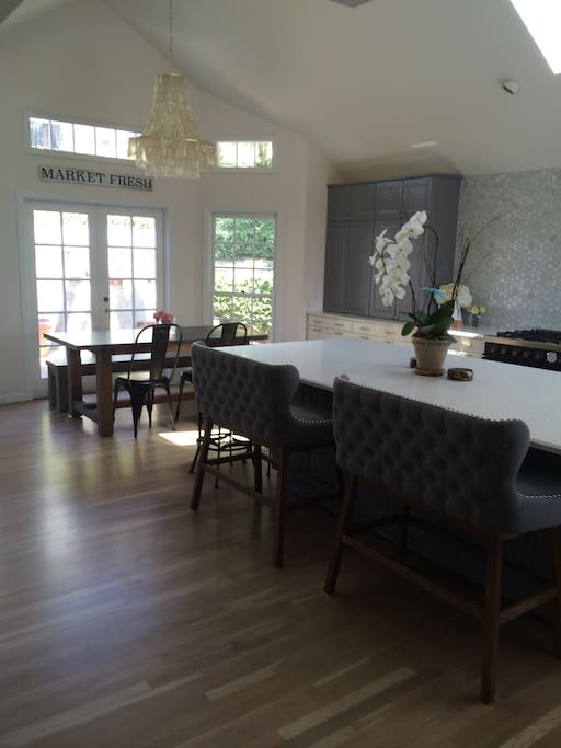 Very bright and large kitchen, island seating for 7, kitchen table seats 7.