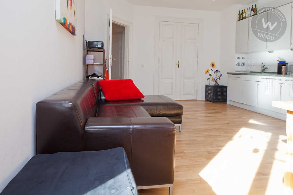 Our huge kitchen/living room with enough space to hang out.