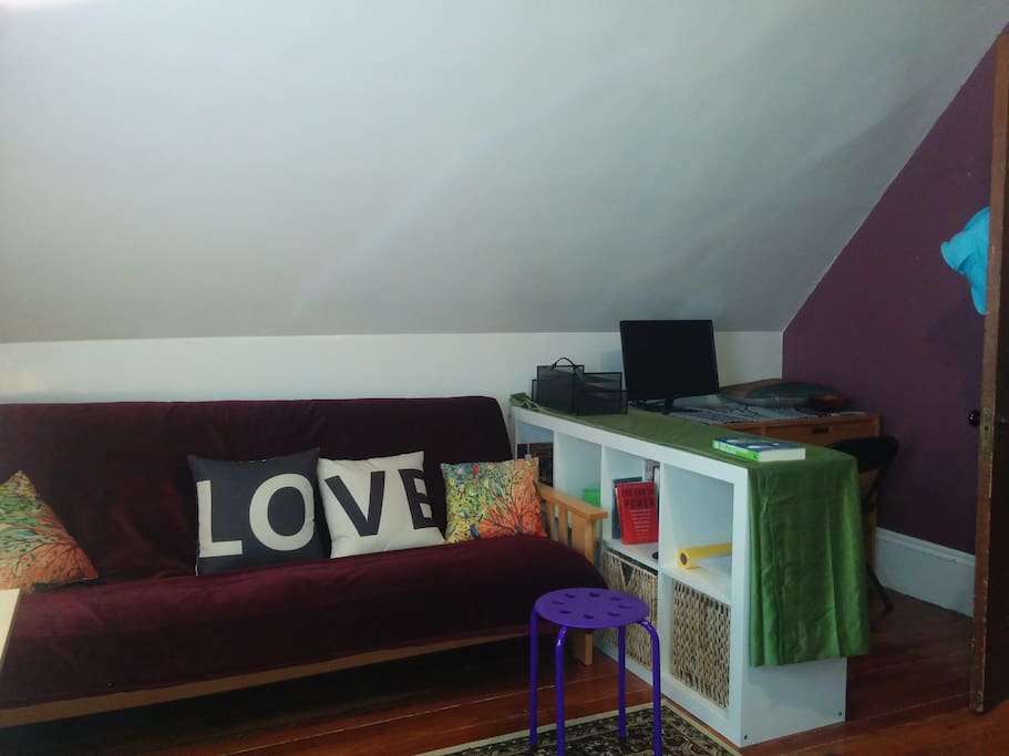 Here you can see the eaved ceilings on the side.