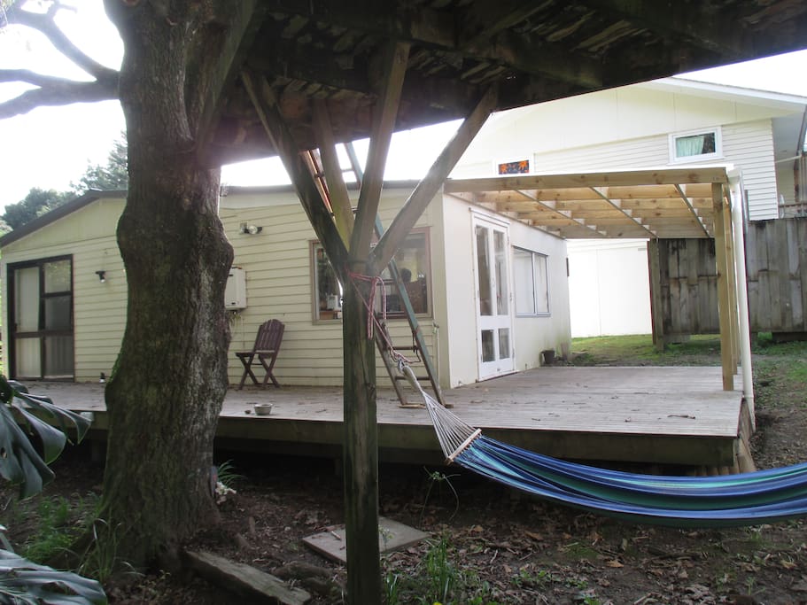 Treehouse and hammock