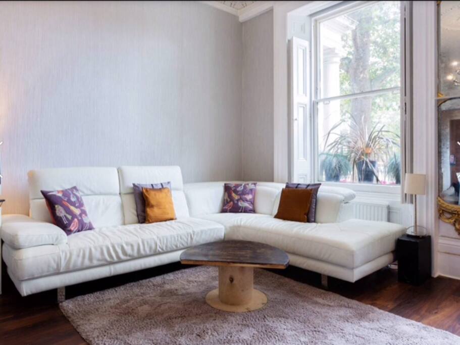 lounge white leather corner couch