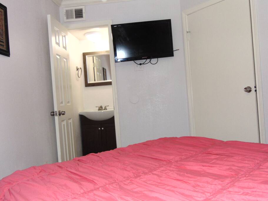 and a private vanity & sink in the bedroom.