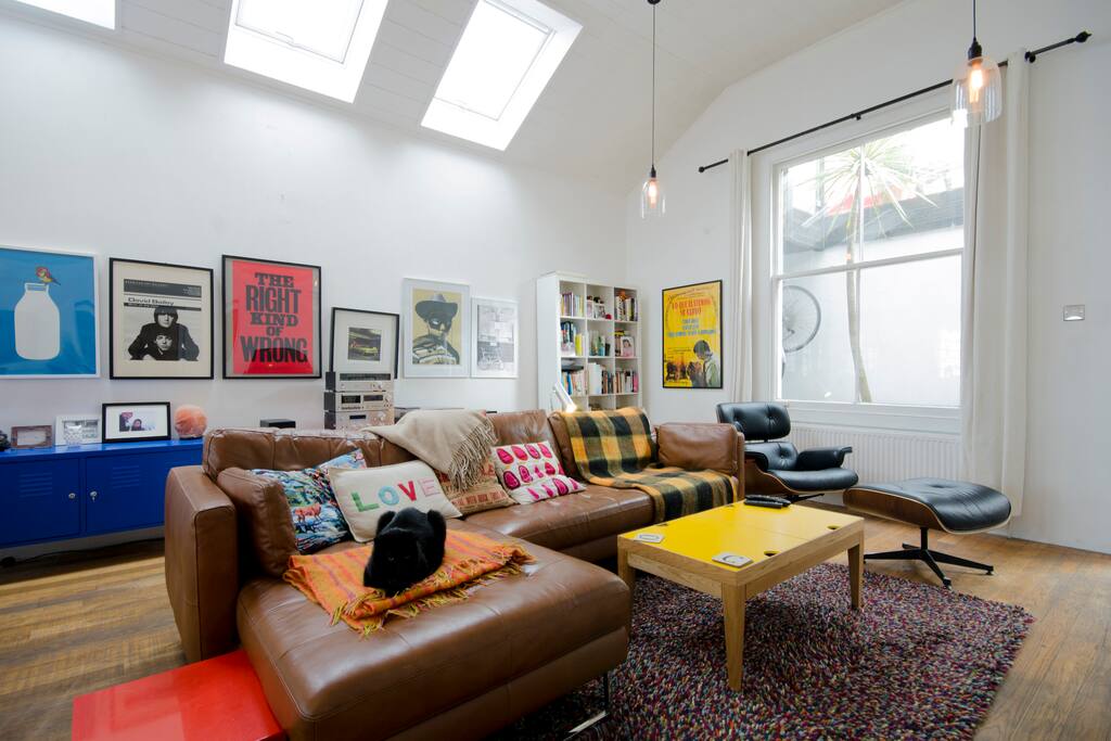 Huge lounge with leather sofa
