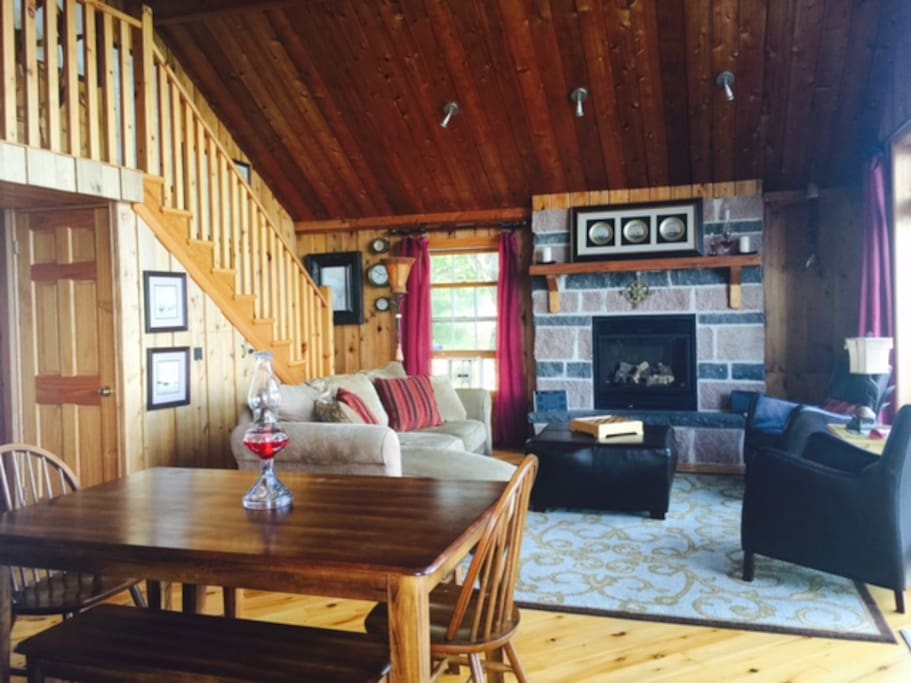 completely renovated living area with remote controlled gas fireplace