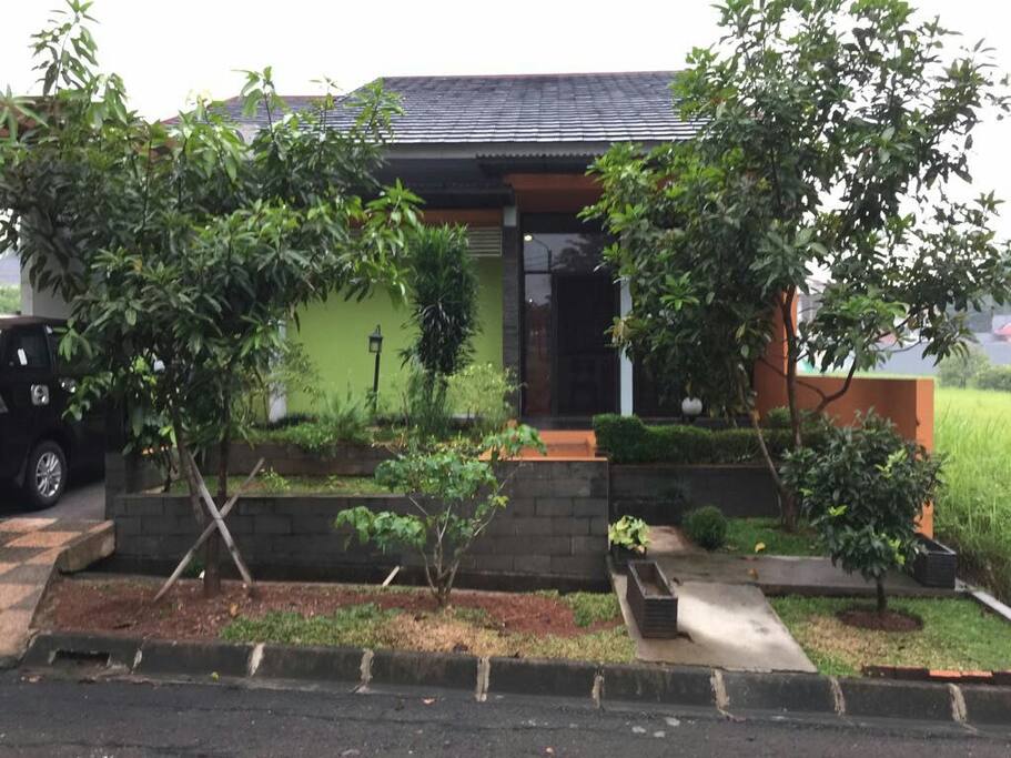 Front view with 1 garage