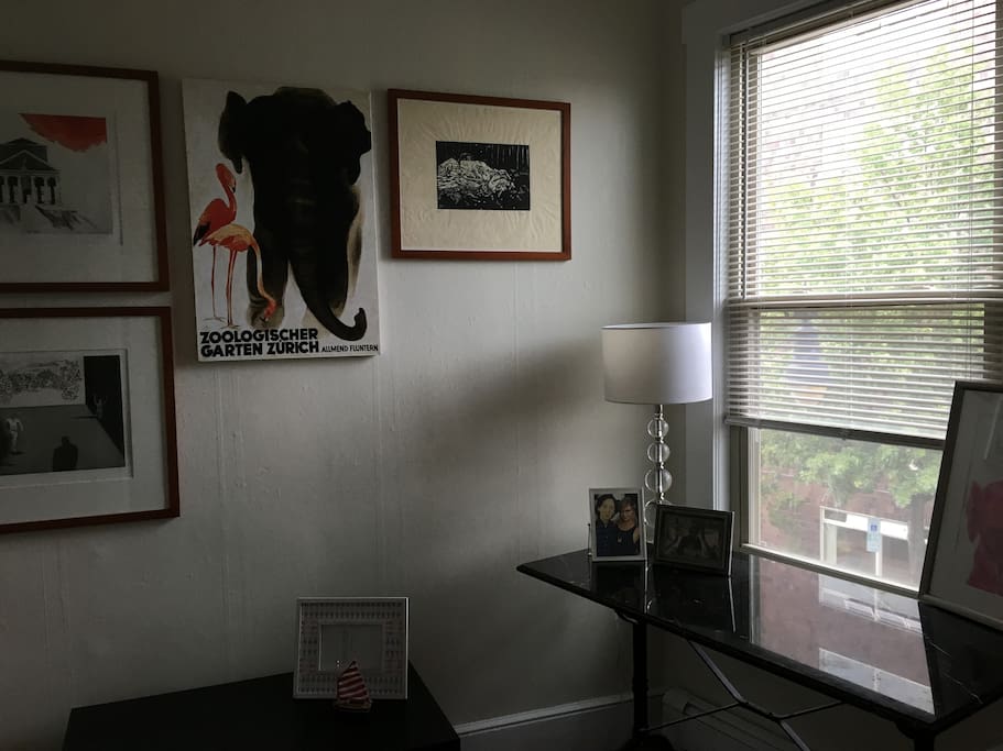 Office is sun-filled and has functional work area