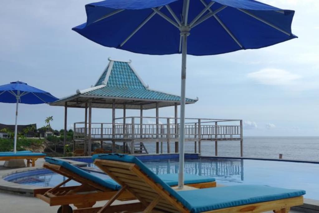 pool ocean sunset view