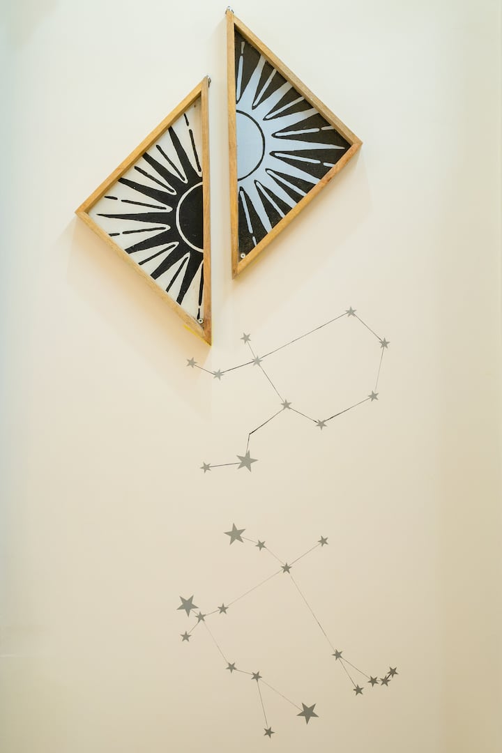 Find you sun sign constellation on the wall! Seen here are Virgo and Gemini