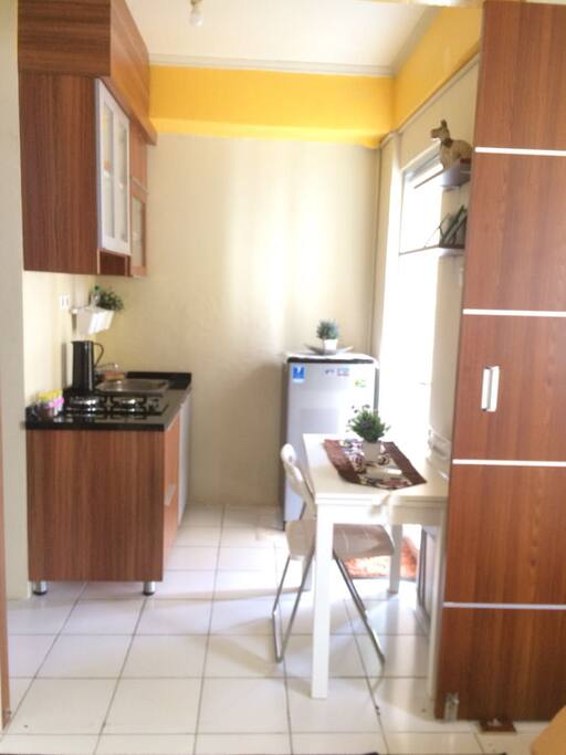 Kitchen with extension dining table.
