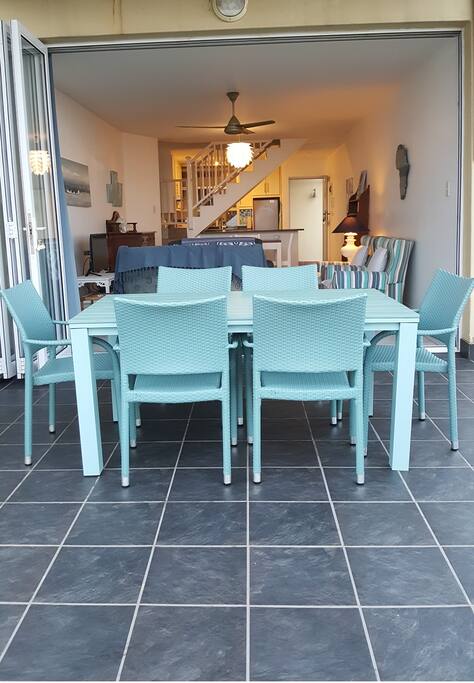 outside covered veranda with sea view