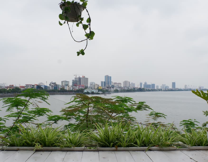Bedroom on the third floor with balcony overlooking West Lake