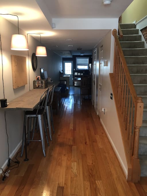 Built-in bar leading to Kitchen