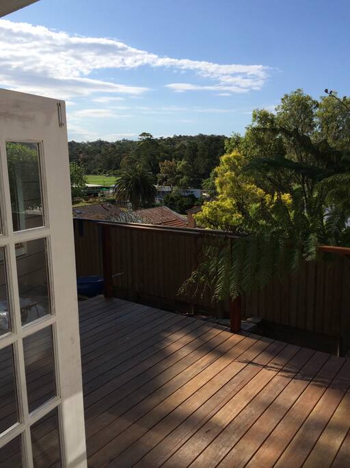 View over the fields - perfect place to sip a sundowner or glass of wine on a summer's evening