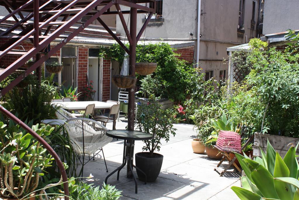 At the entrance you are welcomed into an exotic courtyard garden