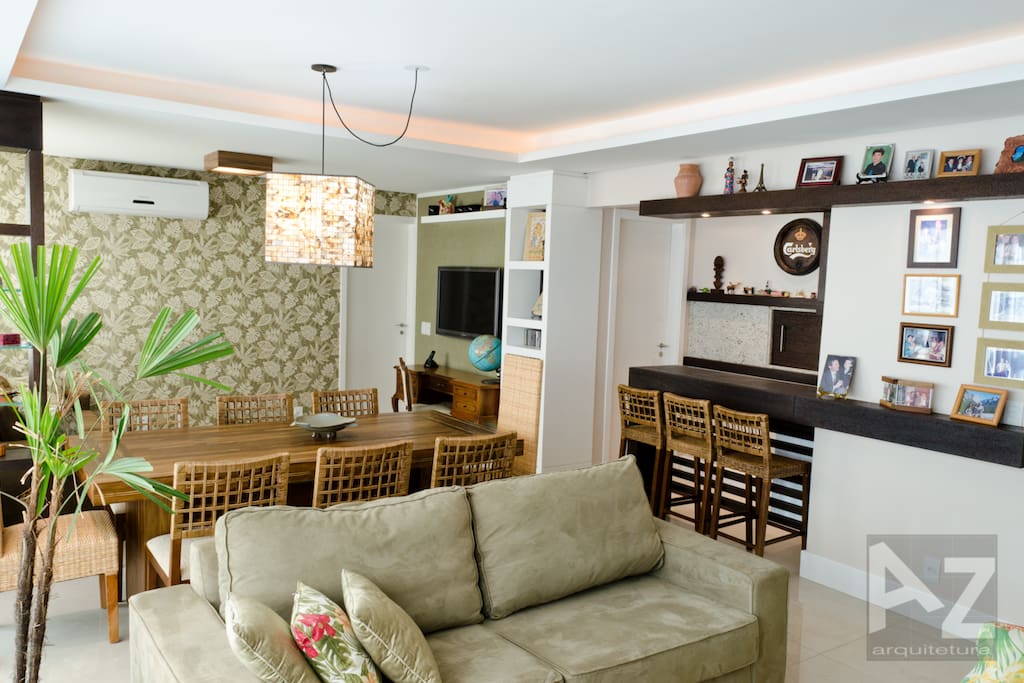 Sala de estar e churrasqueira