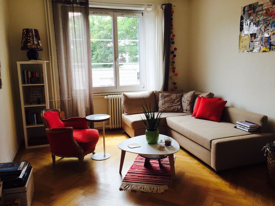 Salon avec canapé-lit
