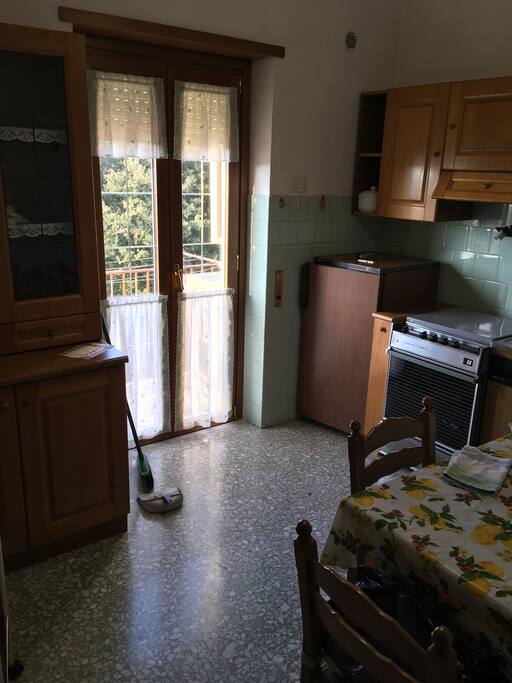 Kitchen with a view of Villa Chigi and park. U can also see the sea with magnificent sunsets