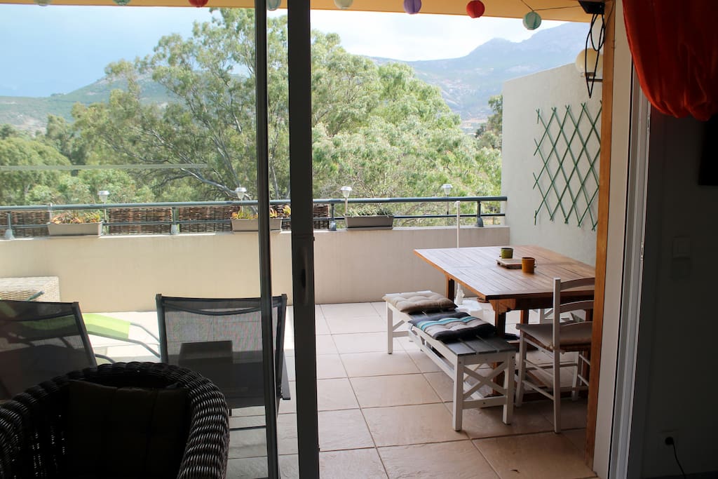 Terrasse 17 m2 plein sud : on y prend les repas