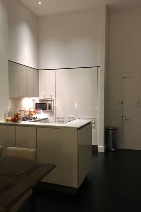 Kitchen with all main appliances. Washer dryer in side closet