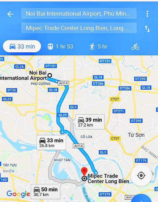 Access from Noi Bai international Airport