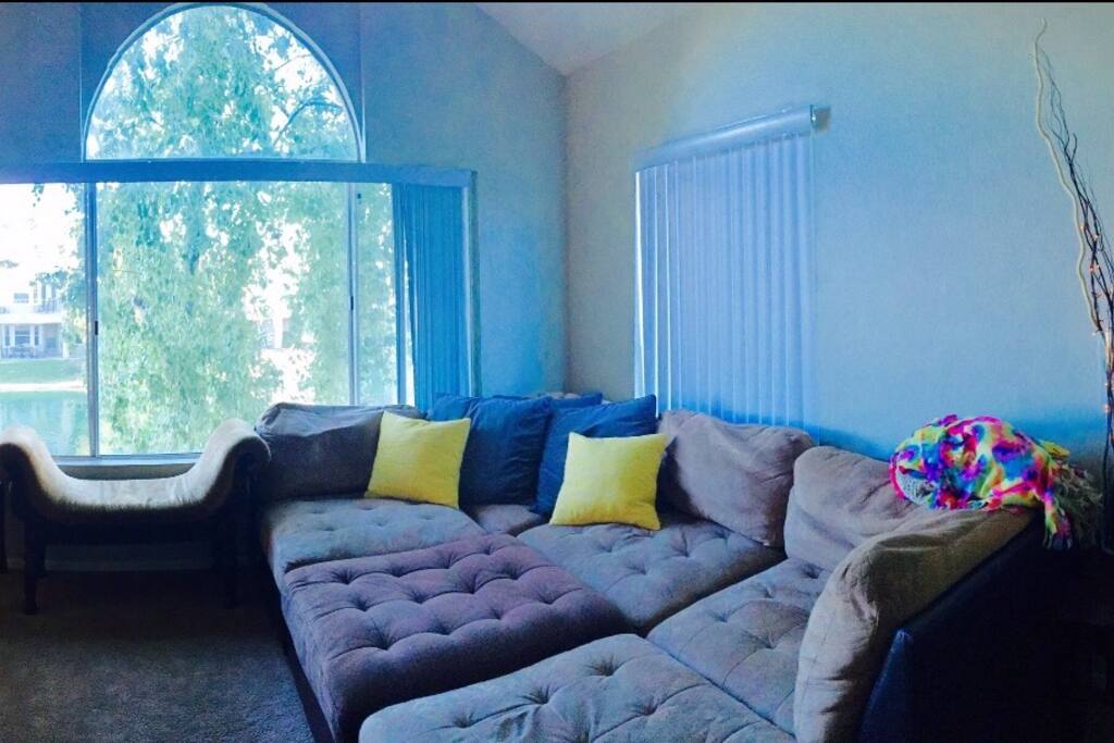 Comfy couch with a view.