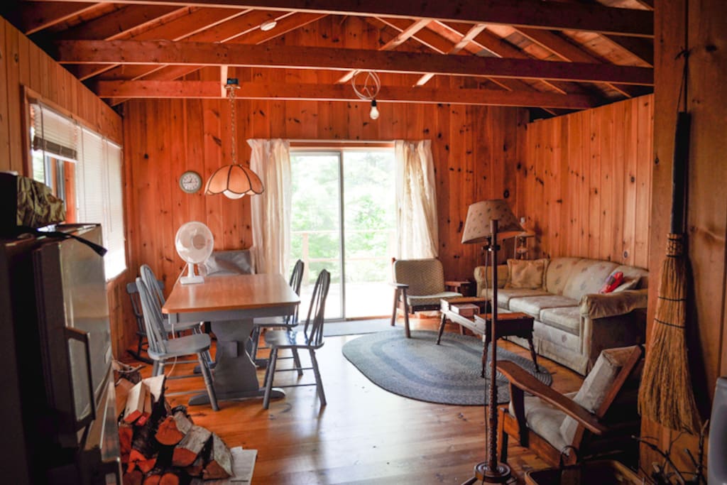Cozy interior with wood stove