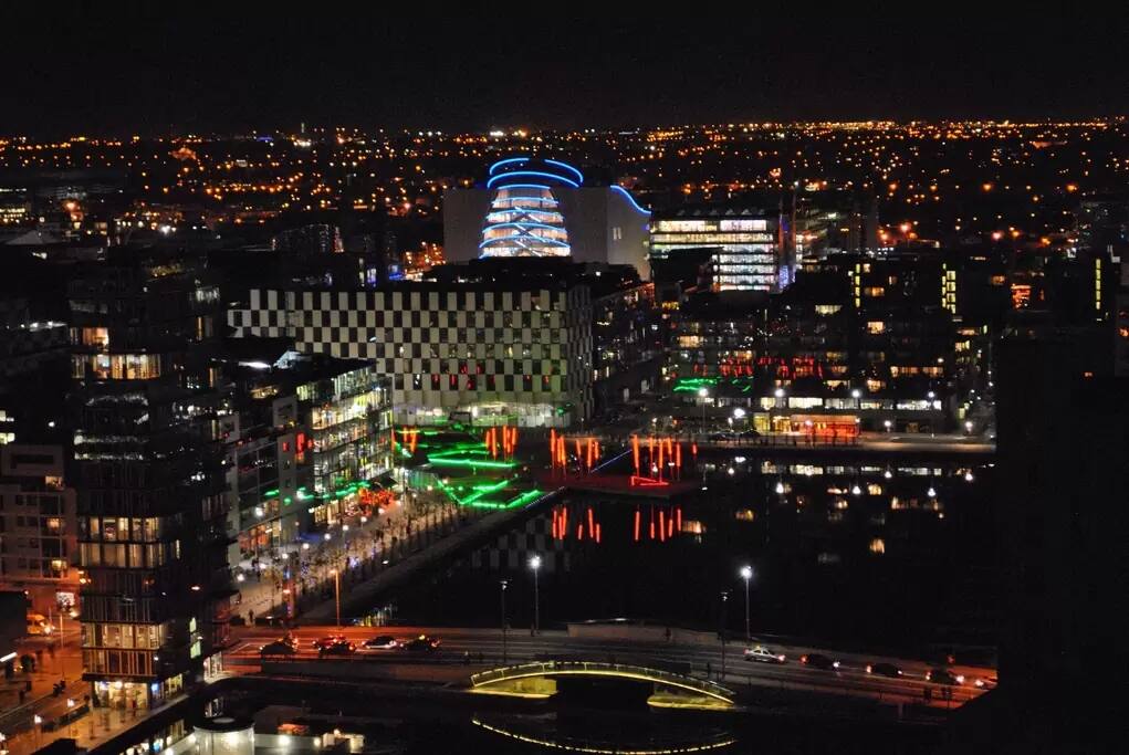 Aerial view of Grand Canal Docks area