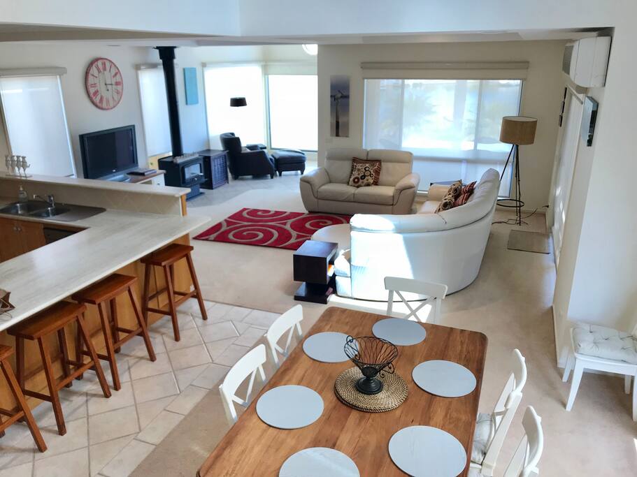 Open plan living with water views