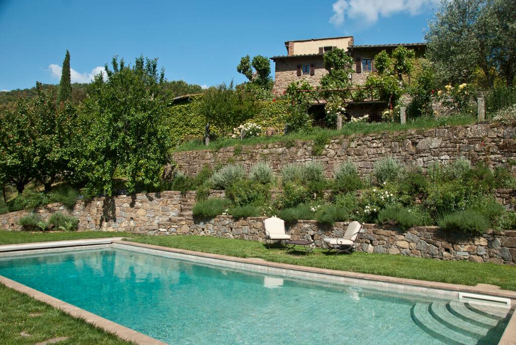 Looking back at the house from the swimming pool.