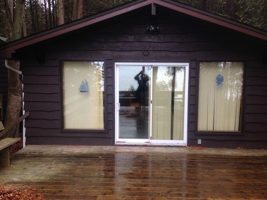 Walk out to deck overlooking Lake Huron