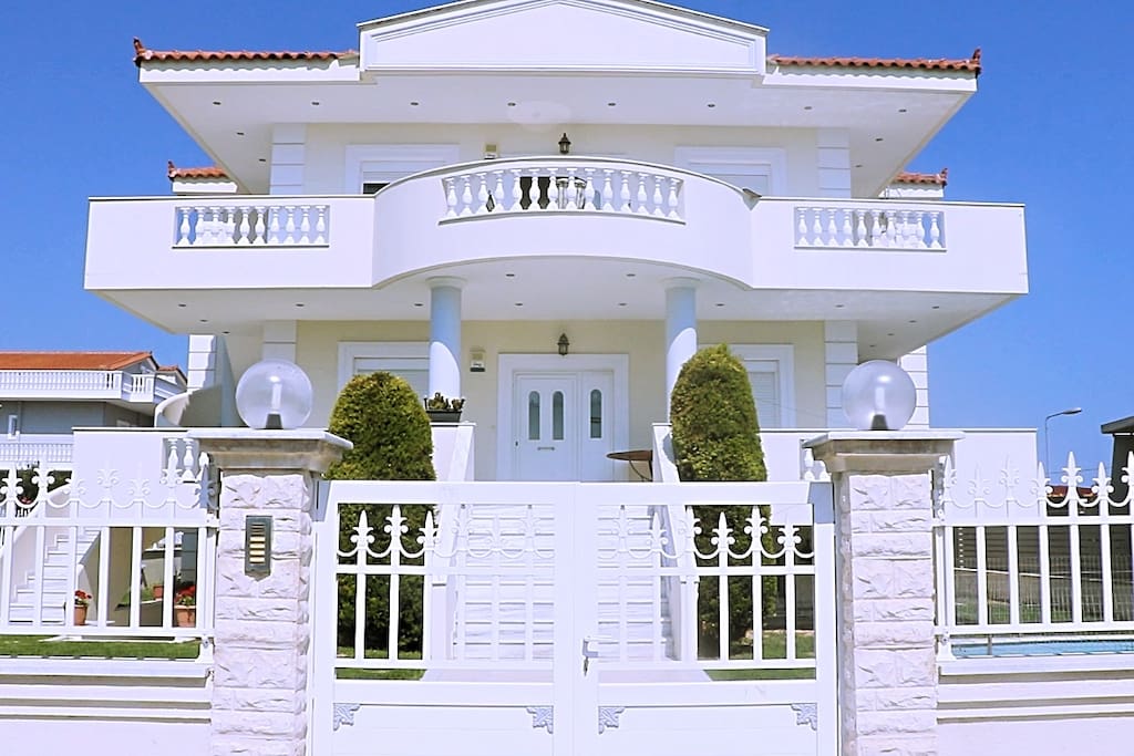 The facade of the building