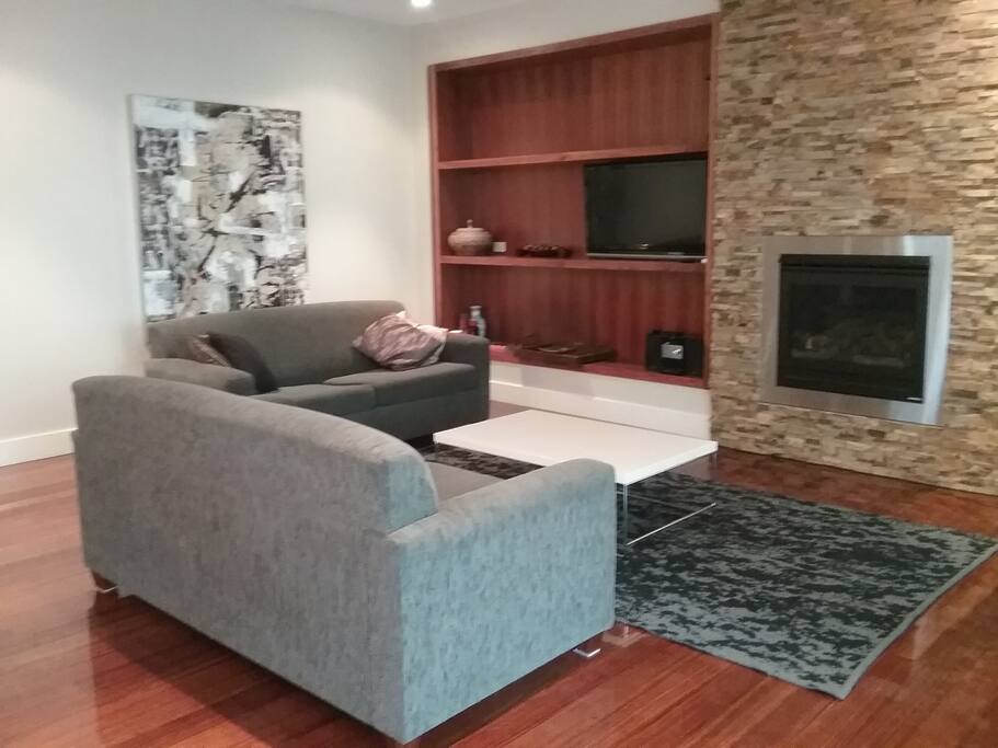 TV and fireplace