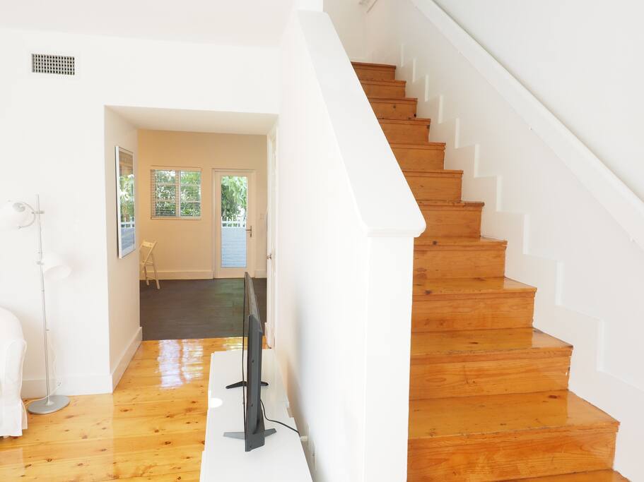 Two story apartment with bedrooms upstairs