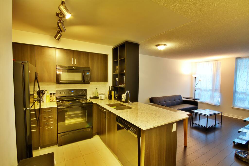 Kitchen overlooking Livingroom