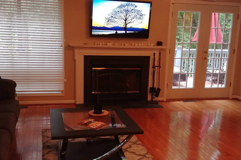 Livingroom. The deck beyond the french doors.